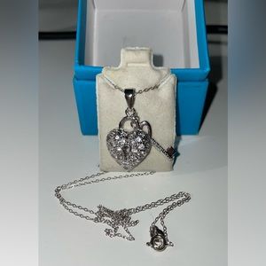 Sterling Silver Heart with Key Necklace